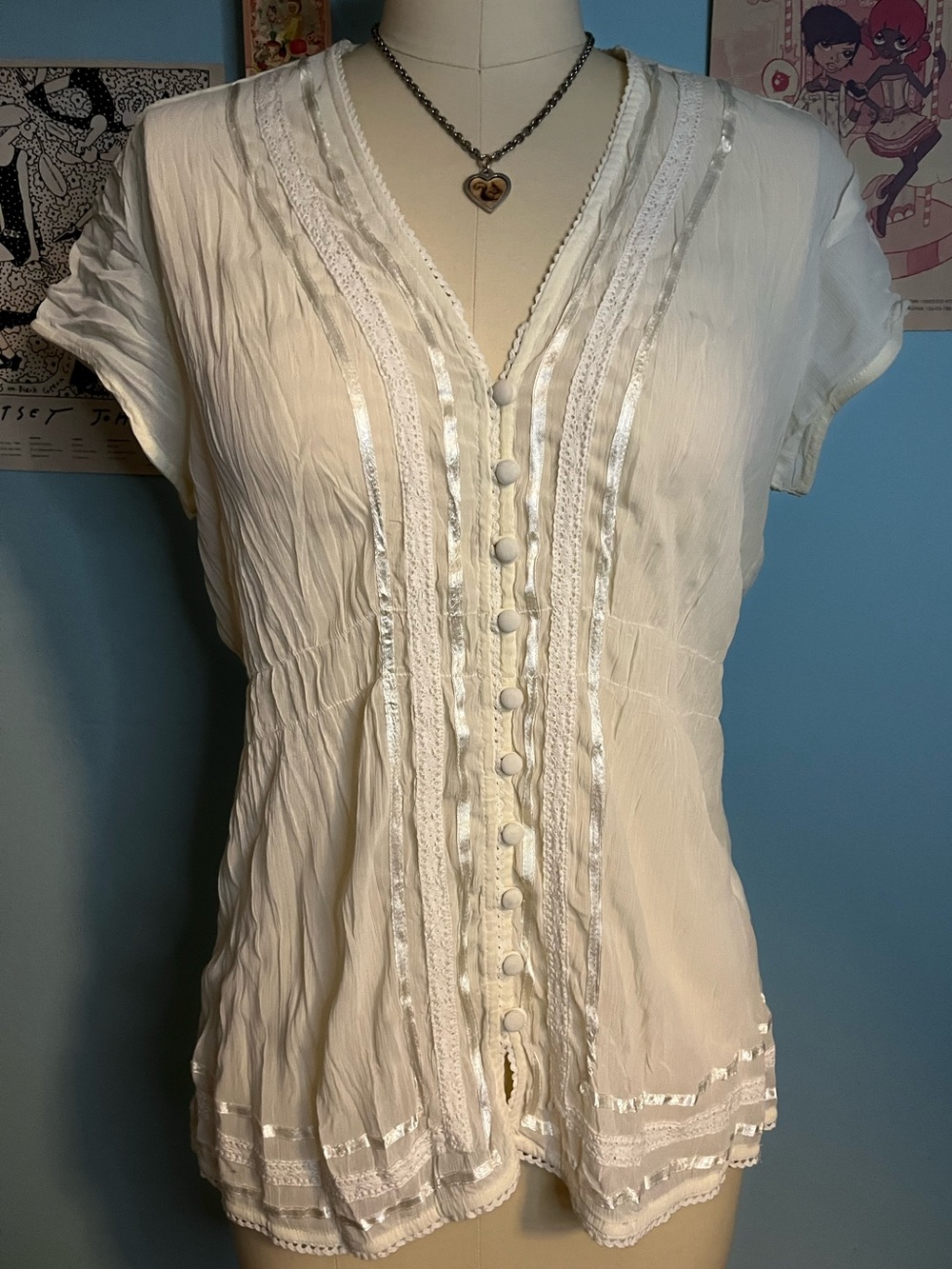 Mexx Light Delicate Gauzy Whimsigoth Fairycore Blouse M/L